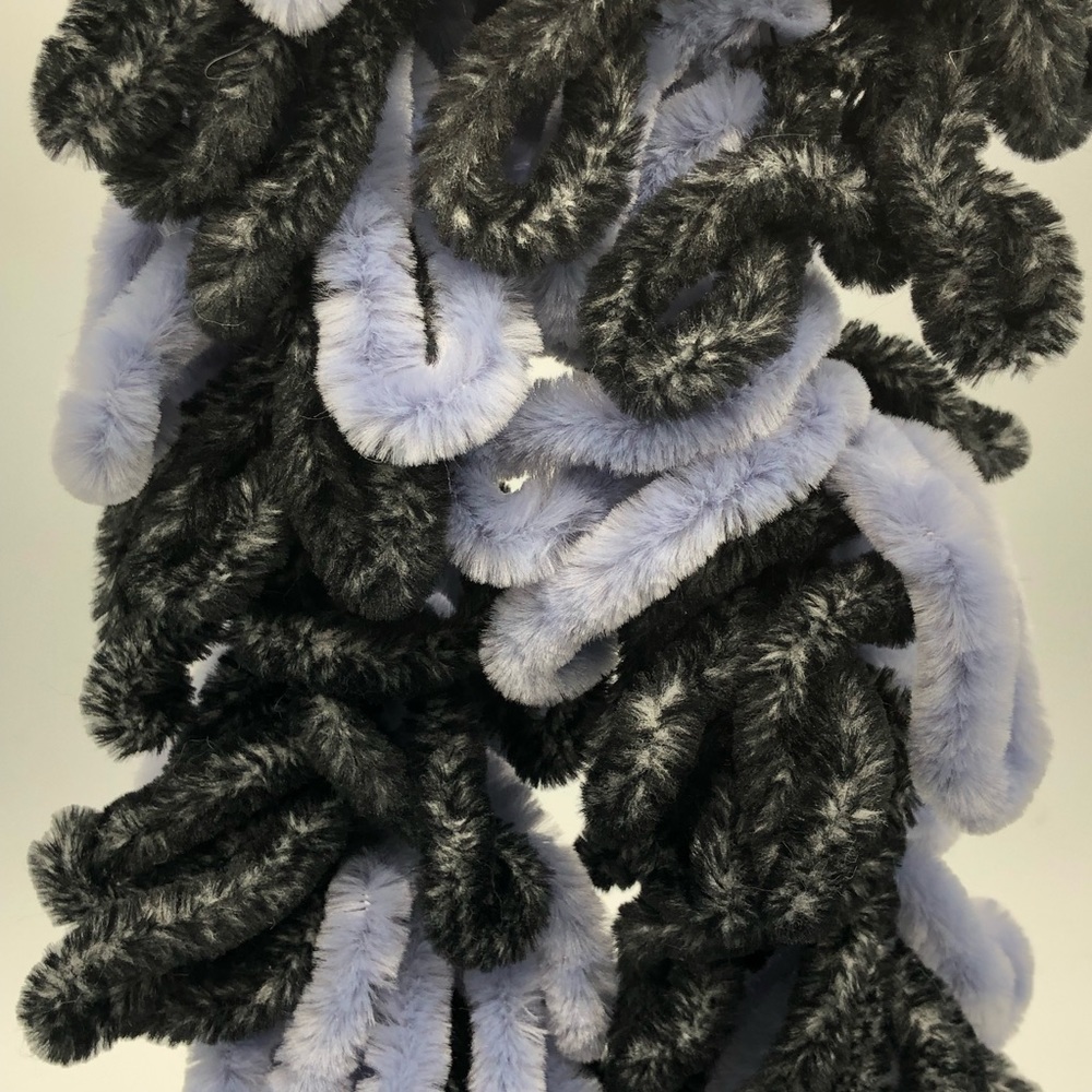 Whimsical Boucle-style Loop Knit Scarf Blue Black